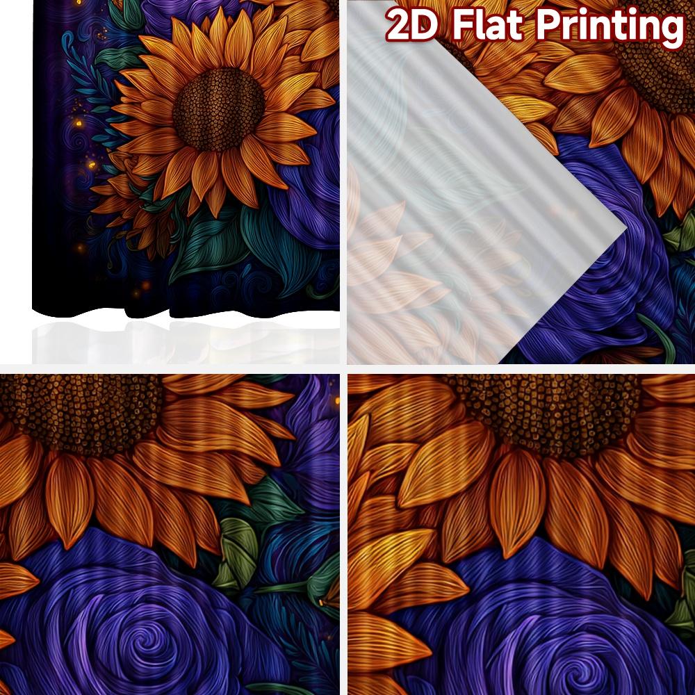 Set Of 2 Modern Flat Printing Curtains Without Rod Floral Sunflowers Roses Fashionable Curtainments During Women Is Day Curtain Made Polyester