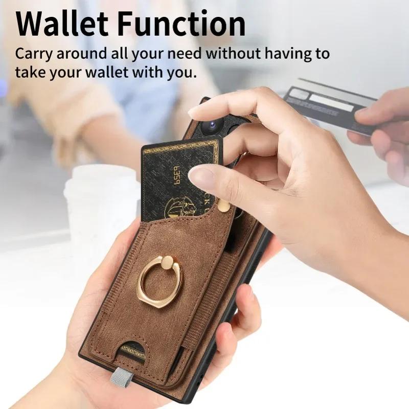 Ring Holder Phone Case for Samsung Galaxy S24 FE S26 S25 S23 S22 Ultra A17 A07 A57 A37 A36 A56 Magnetic Wallet Card Slot Cover