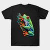 Asiatische Größe Herren Schwarzes T-Shirt mit Aufdruck Rote Augen Baumfrosch Kunst No-Cut Print Baumwoll-T-Shirt