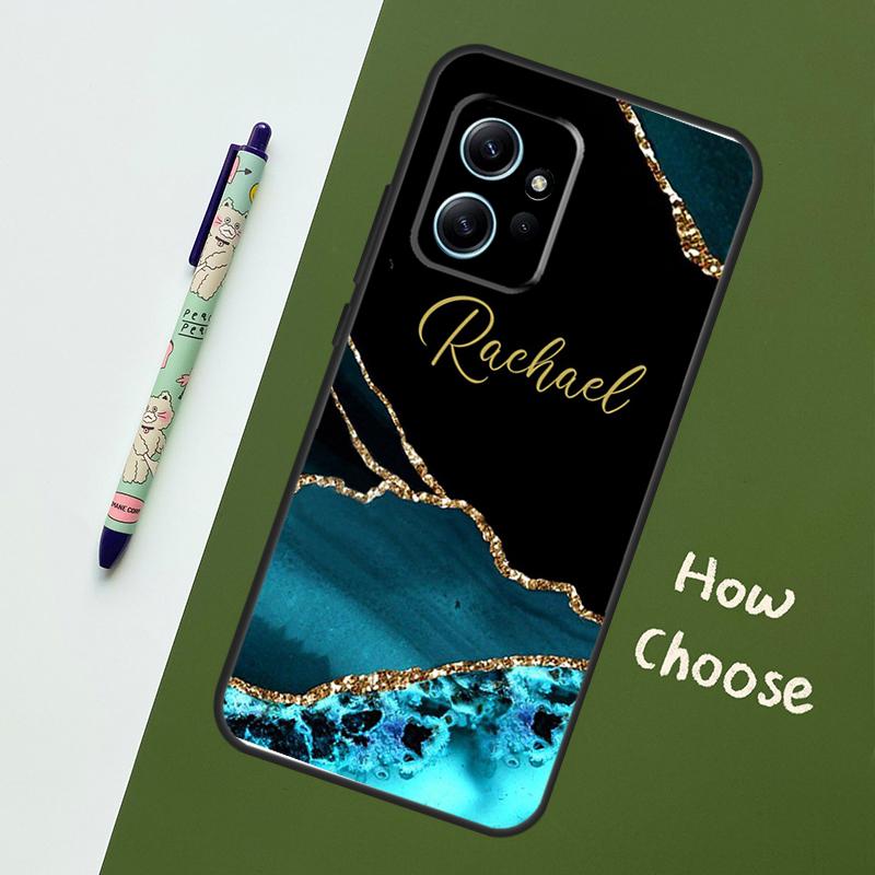 Personalised Marble Initials Name Case For Xiaomi Redmi Note 12 11 10 8 9 Pro 9S 10S 11S 12S Cover For Redmi 12 9C 10C 12C