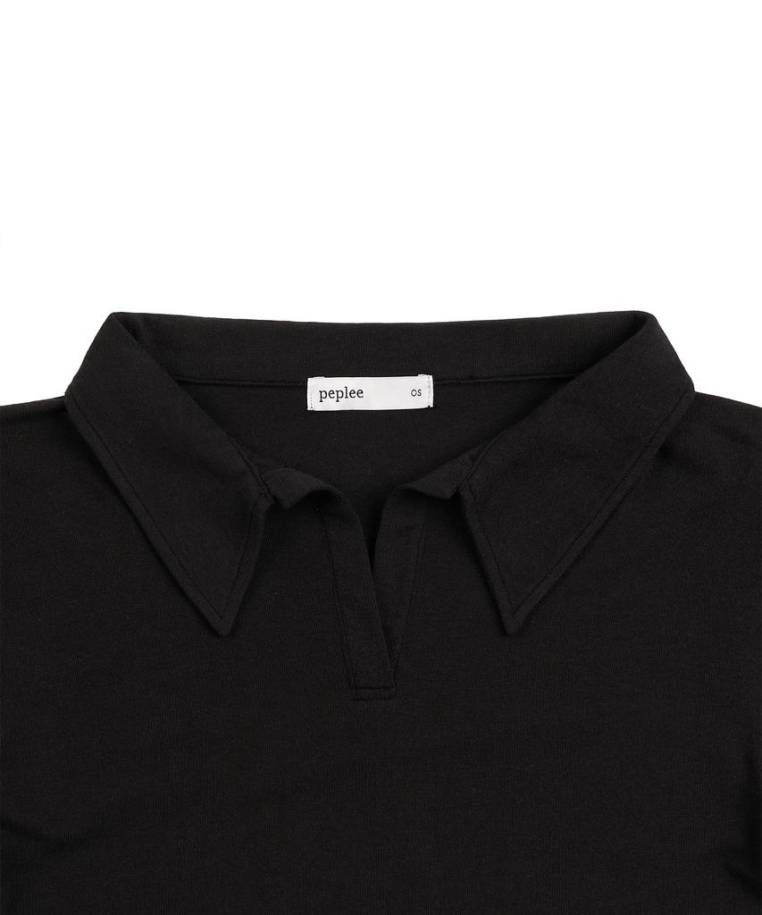 PEPLEE Open Collar Long Sleeve (Black)