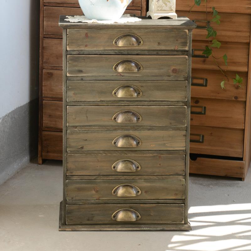 Solid Wood Vintage Storage Cabinet,Multi-Drawer Organizer Chest,Desktop Document Filing System,Antique Style Office Organizer