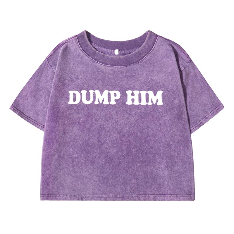 Dump Himprinting Women Wash Short T Shirt Summer Fashion Midriff-Baring Tees Cool Distress Versatile Clothes