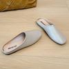 Fashion Sping Autumn Genuine Leather Women's Slippers 2025 Outside Wear Flat Bottomed Casual Comfy Muller Bag Head Half Slippers