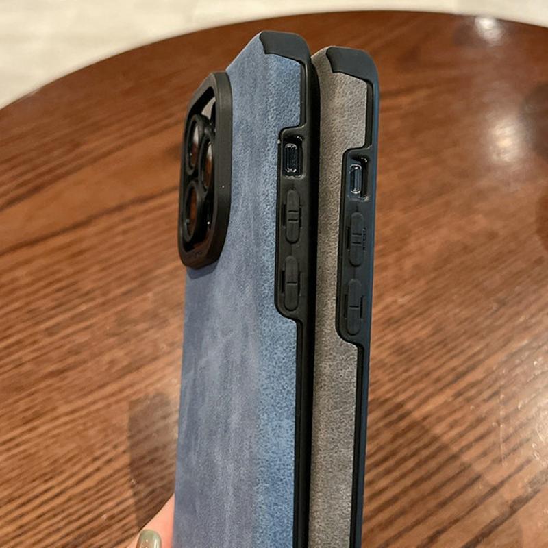 Luxuriöse Plüsch PU Plüschlederhülle Stoßfeste Schale Handy Vollständige Rückseite für iPhone