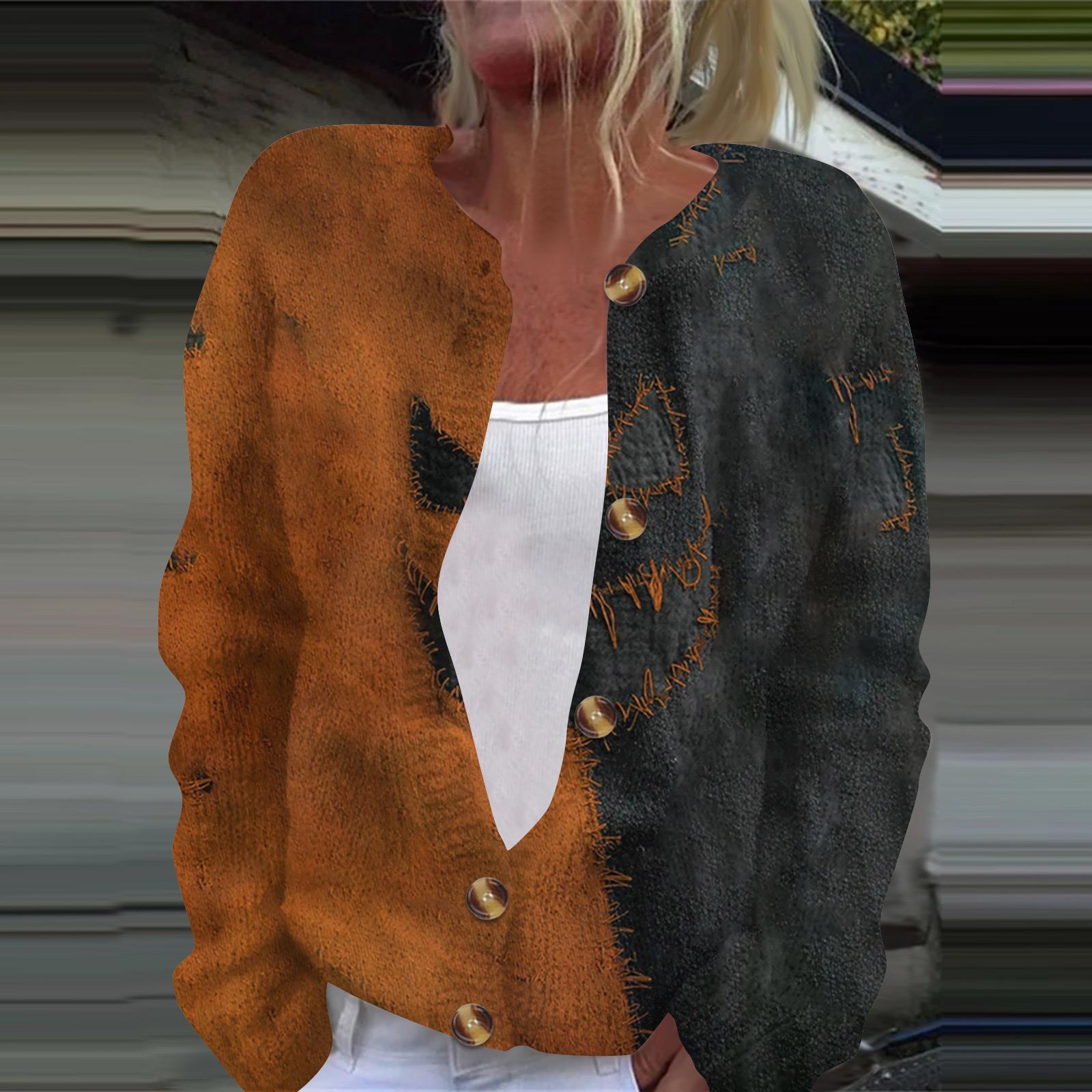 

Женская модная принтованная куртка с длинным рукавом и вязанным кардиганом на пуговицах XXXL