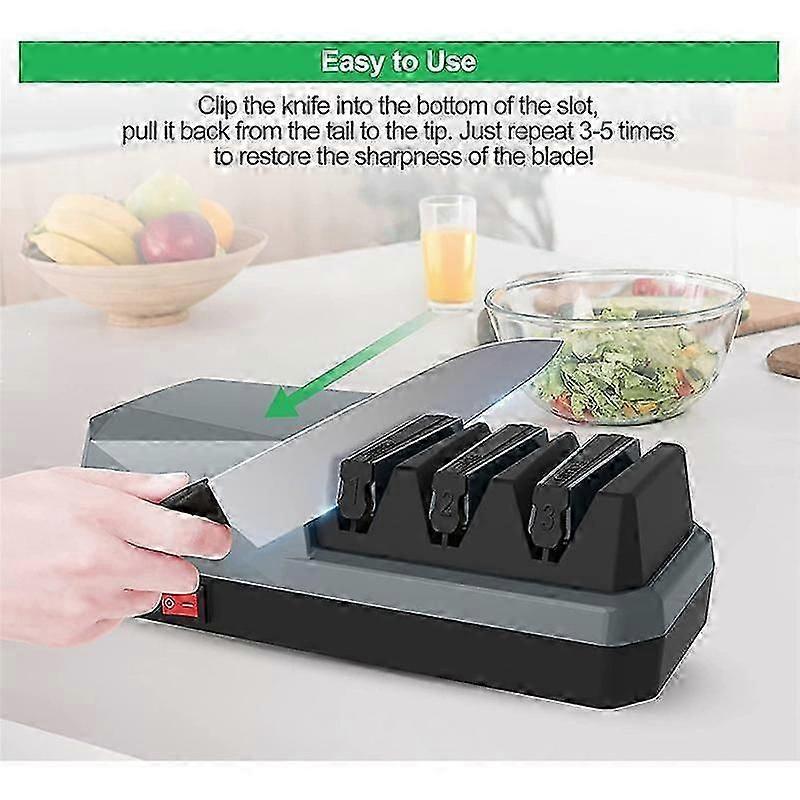2026 New Electric Knife Sharpener- Knife Sharpeners, 3 Stage Electric Knife Sharpener, 3-Stage, Grey EU Plug