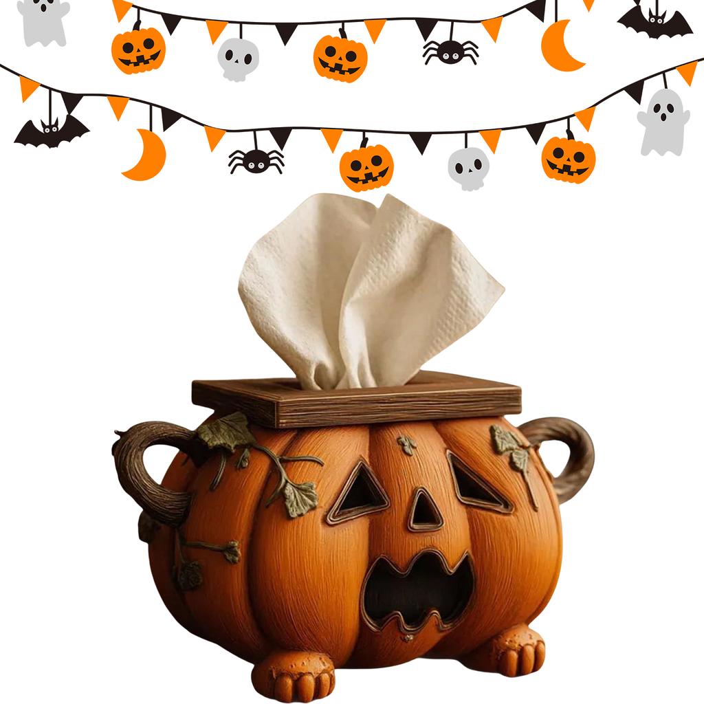 Halloween Kürbis Taschentuchbox Abdeckung Dekorative Harz Serviettenbox Halloween Taschentuchhalter Taschentuchhülle für Halloween Deko