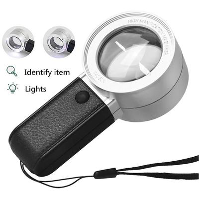 With 4 LED Light 30X Magnifying Glass Double Llayer Reading Magnifier  Jewelry Loupe Glass