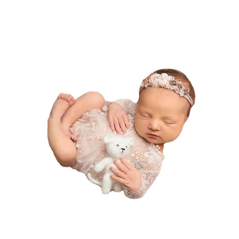 Newborn Lace Romper & Pearl Dress Photo Props Set