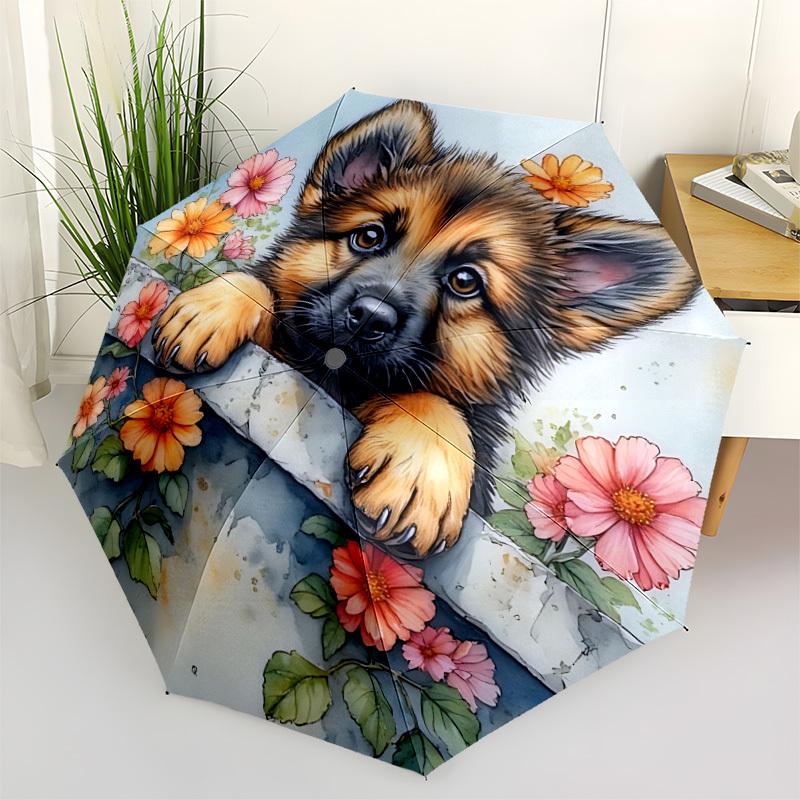 

1pc Dog Flowers Automatic Open/close Folding Umbrella, Compact Portable Travel Umbrella, Cute Umbrella, Durable Construction yy260328023