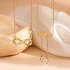 Infinite 8 Stainless Steel Tassel Necklace: Micro-Inlaid Bow Tie Women's Clavicle Chain Jewelry