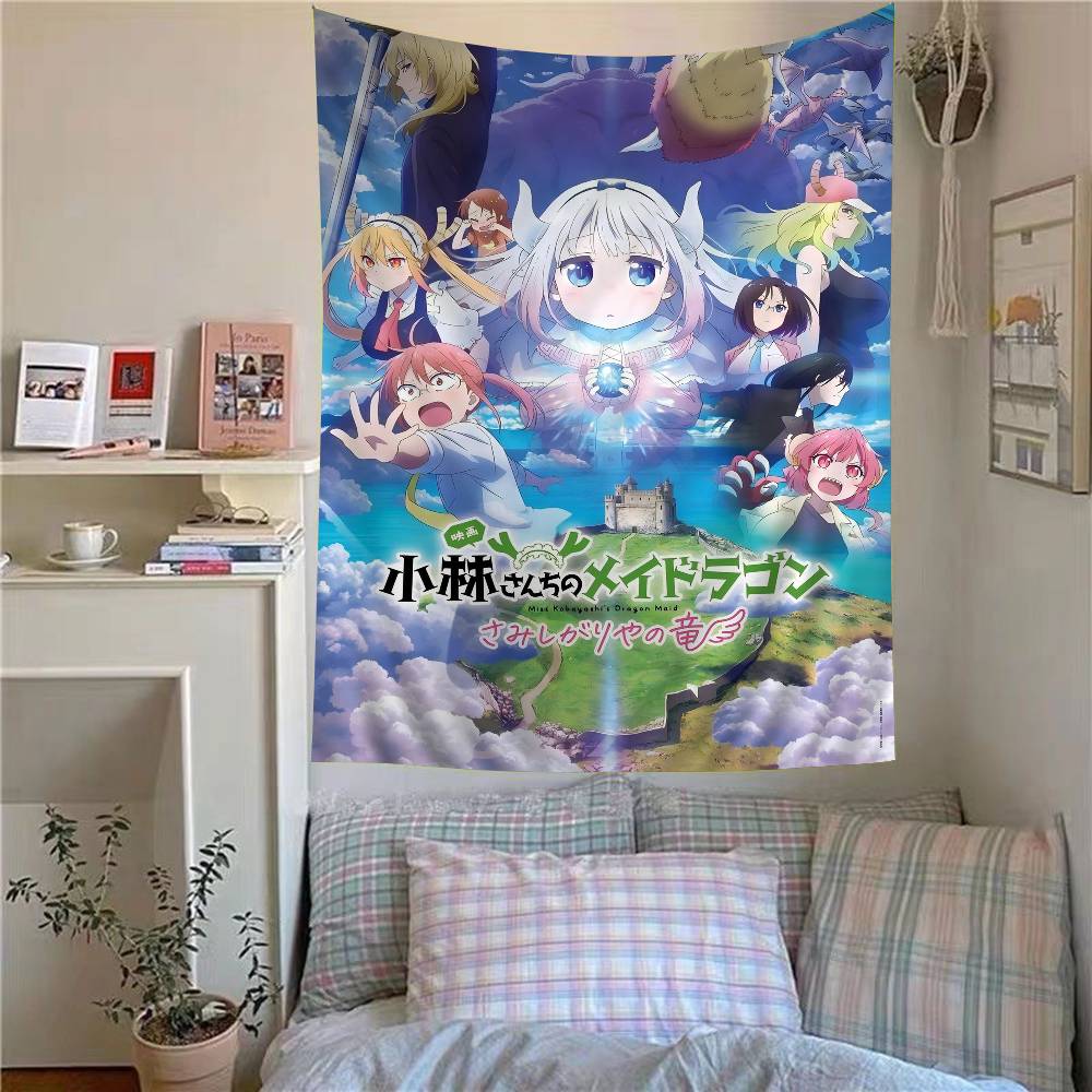 Miss Kobayashi Dragon Maid Classic Anime Printed Large Wall Tapestry Hanging Tarot Hippie Wall Rugs Dorm Home Decor
