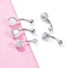 5Pcs/Set Women Navel Button Rings Rose Gold Medical Steel Rhinestone