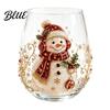 Stylish Kitchen Glassware Creative Transparent Santa Claus Pattern Mug  3D Embossed Christmas Aesthetic Glass Tea Cups  High Capacity Beverage