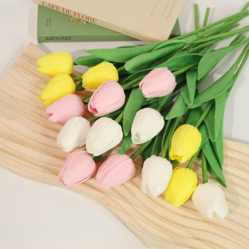 

Eternal Flower Home Living Room Decoration Bouquet Tulip Table Vase Flower Arrangement Ornament Photography Special Flowers 3pcs