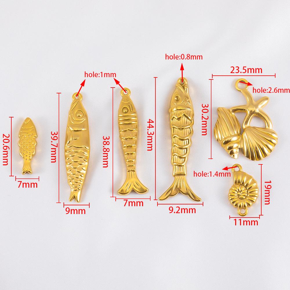 2pcs Stainless Steel Enamel Gold Plated 3D Fish Charms Star Shell Pendants DIY Boho Necklace Bracelet Earrings Jewelry Findings