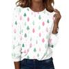 Women's Fashion Casual H Printed V-Neck Long Sleeve Decorative Button T-Shirt Tops