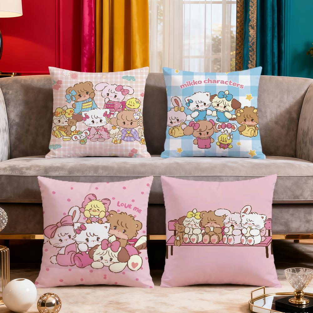 Cartoon Fun Art Pink Kawaii MMikko Cute Soft Comfort Pillowcase for Sofa Nap Living Room Party Home Pet Decor Pillowcover