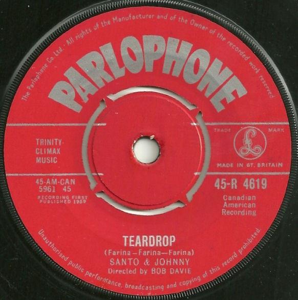 

7inch Record SANTO JOHNNY Teardrop The Long Walk Home 45R4619 Parlophone 1960 UK Pop Used