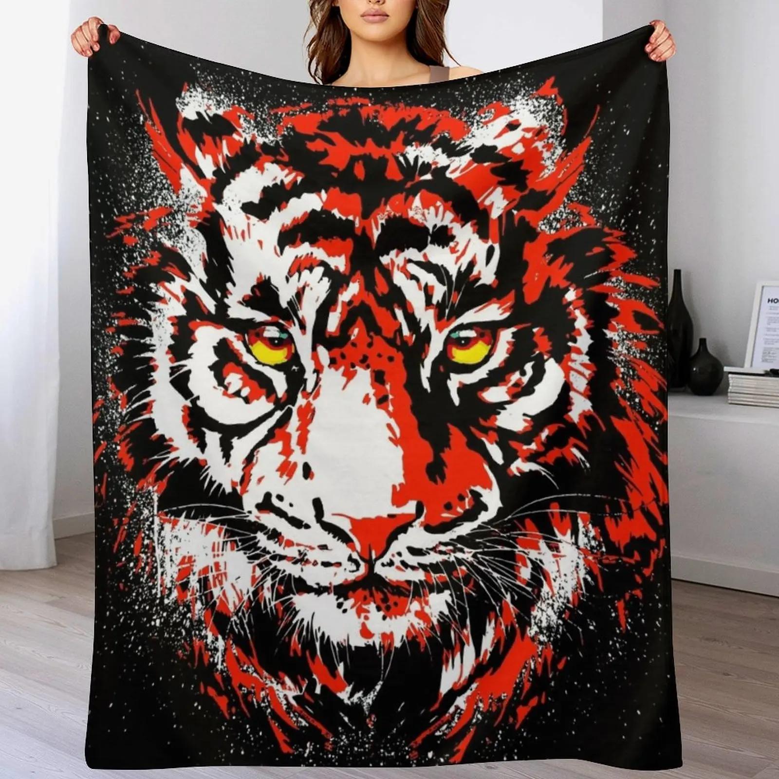 New Red Tiger Head Realistic Tiger Eyes Throw Blanket Spring Fall Cozy Throw Blanket for Couch 102x76cm(40x30in)