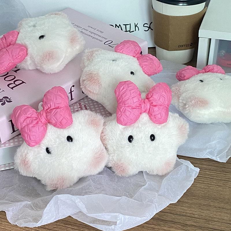 Kawii Squeak Bow Star Plush Keychain Cute Stuffed Pentagram Doll Pendant Keyring Bag Decoration Plush Toys For Girl Gifts