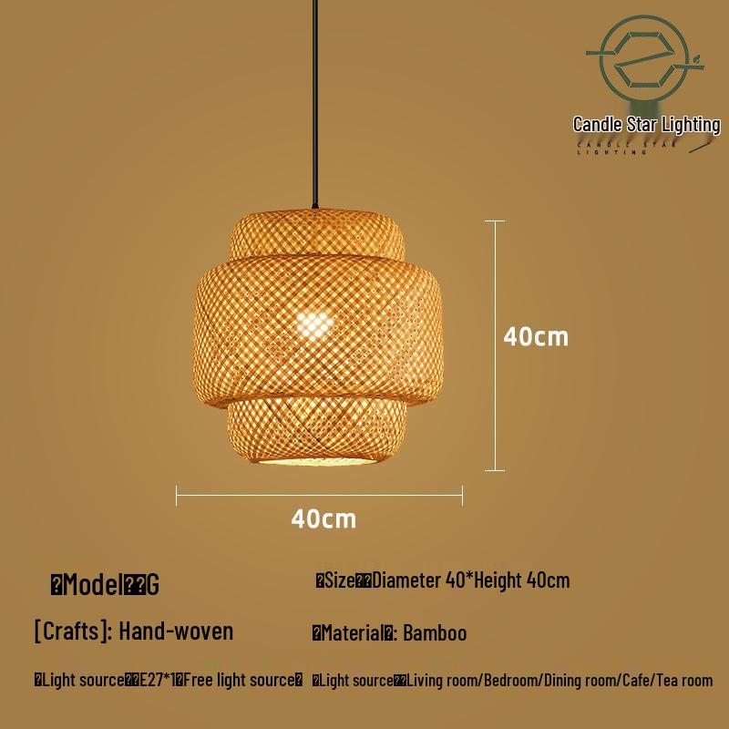Zen Style Bamboo Rattan Pendant Light for Tea Rooms and Restaurants