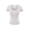 Pocket U-neck Short-sleeved Front Shoulder T-shirt Women's Summer New Spice Girl Solid Color Waist Slim-fitting and Thin Bottoming Top