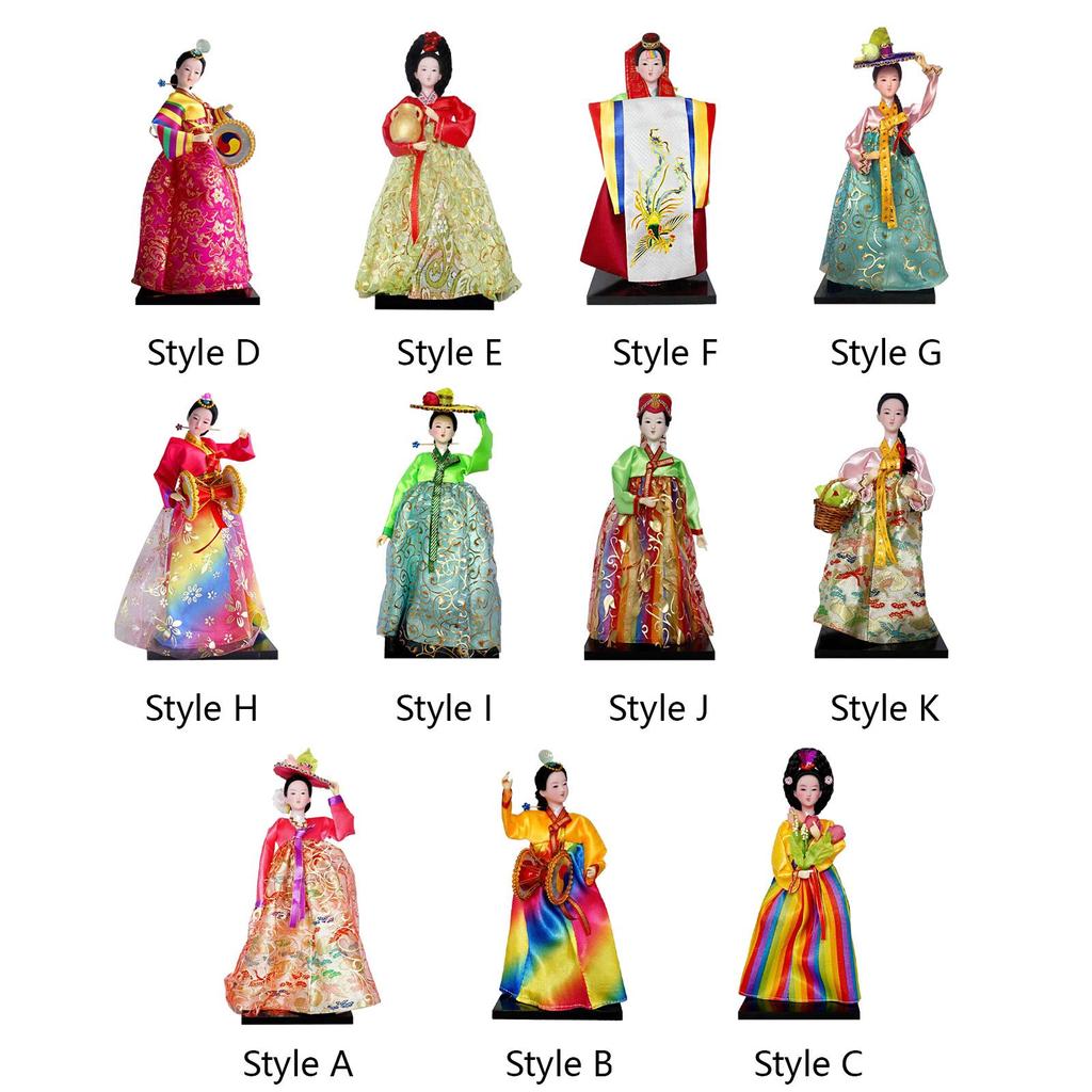 Hanbok Doll Mini Portable Korean Geisha Doll Traditional Handicraft for Birthday Presents Store Tabletop Household Bookshelf