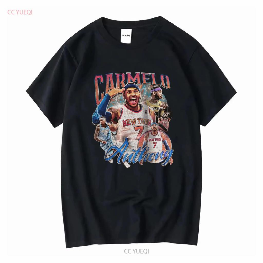 T-shirt Carmelo Anthony Pallacanestro Classica Anni '90 manica lunga o corta vintage Lavata Versatile Unisex Morbida Elasticizzata