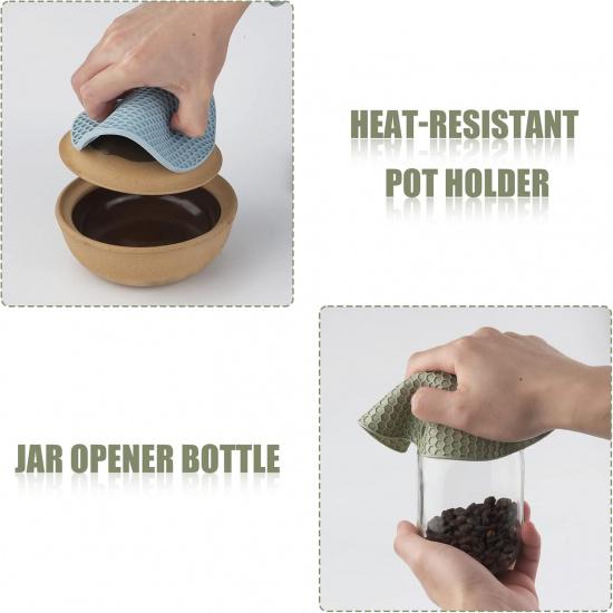 4pcs Silicone Jar Opener Gripper Pad, 5.7 Inch 6.8 Inch Jar Gripper Pad Multi-Purpose Round Honeycomb Jar Opener for Weak Hands Seniors Elderly Kids