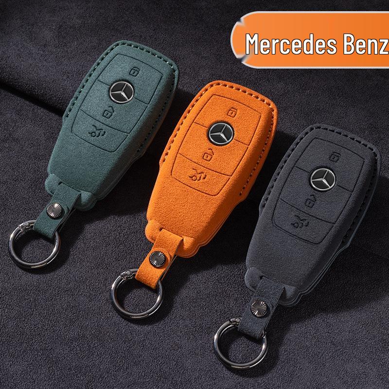 Mercedes-Benz E300L/GLC260/E260L Key Cover with Full Suede and Buckle - Men's Interior Decoration