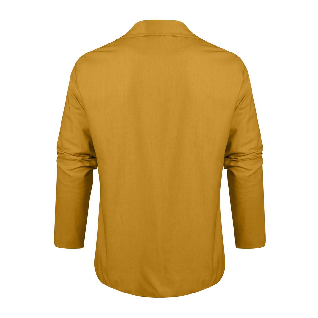 Men's Casual Loose Button Closure Woven Long Sleeve Lapel Shirt T-Shirt Blouse Tops