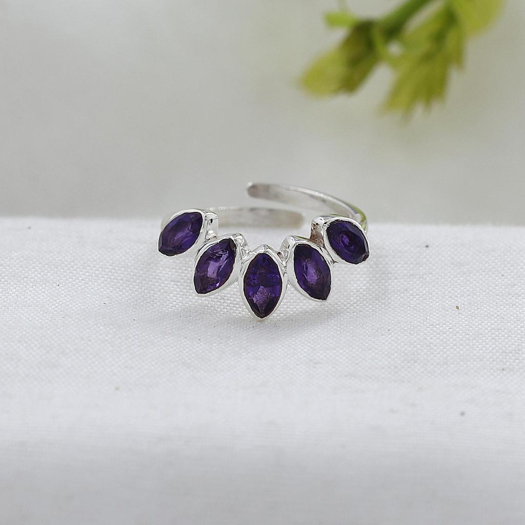 Amethyst Silver Ring, February Birthstone Jewelry, 925 Sterling Silver Handmade Jewelry, Women Silver Ring, Gift For Her Ar8952