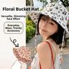 Double Sided Floral Print Bucket Hat Wide Brim Sun Hat Versatile Basin Cap  Spring