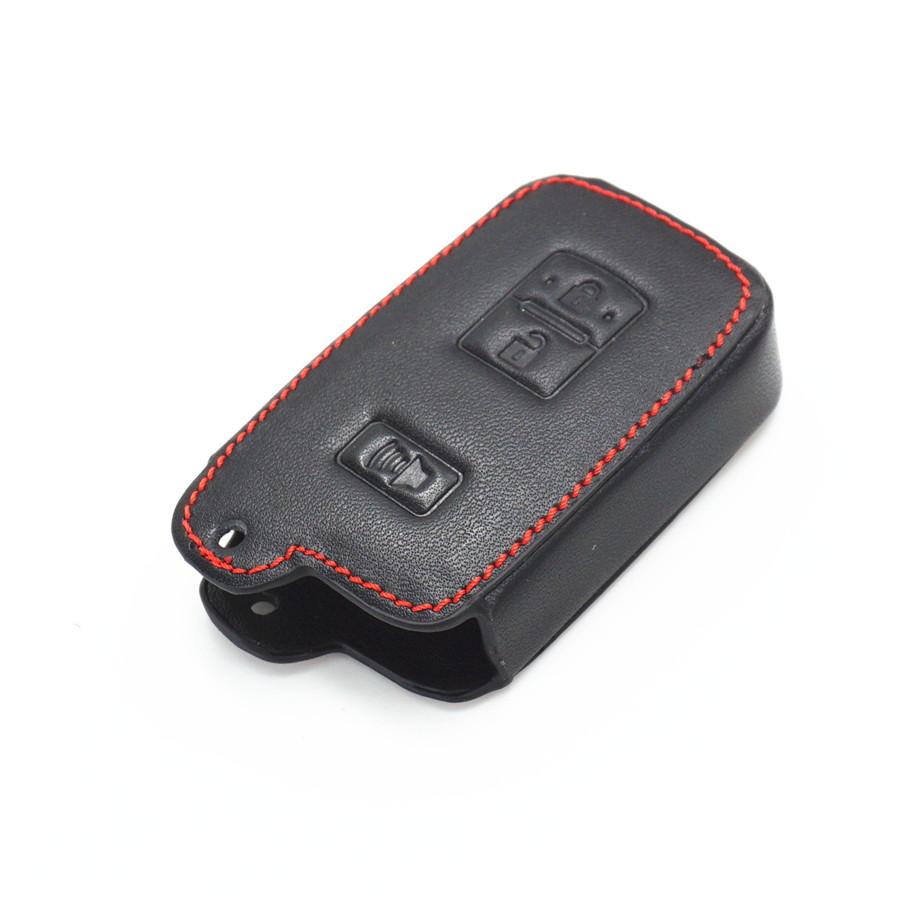 Black Leather 3 Buttons Smart Key Chain Cover Case For Toyota Tacoma Highlander