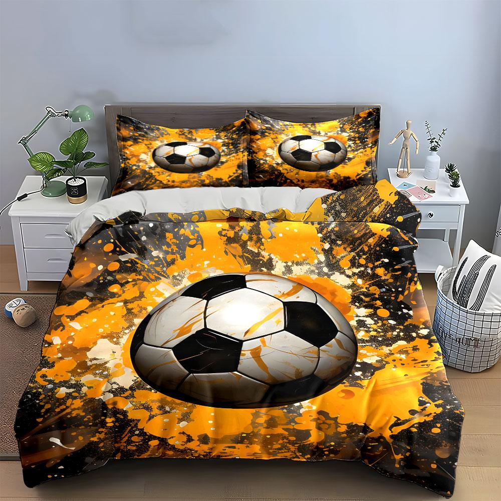 Soccer-Themed Sports Gear Set Multiple Sizes Kid'S And Adults' Bedroom Exquisite 3Pc Bedding Set, Gift