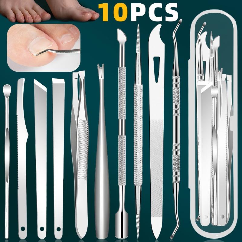 10-Piece Stainless Steel Nail Inlay and Dead Skin Removal Tool Set - Unscented Pedicure Nail Set, Halloween Gift