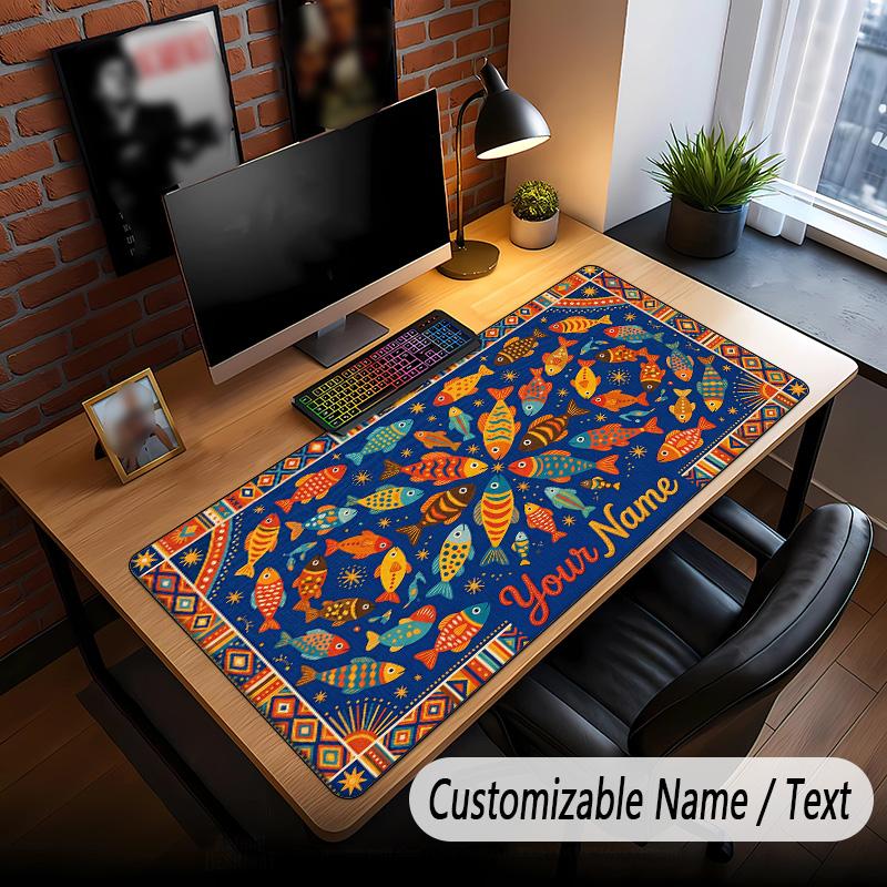 Fish Ocean Theme Custom Mouse Pad Personalized With Name Text Customized Desk Mat For Office Home Decor