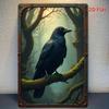 Vintage Raven Metal Wall Art 8x12 Inch Rustic Gothic Home Decor