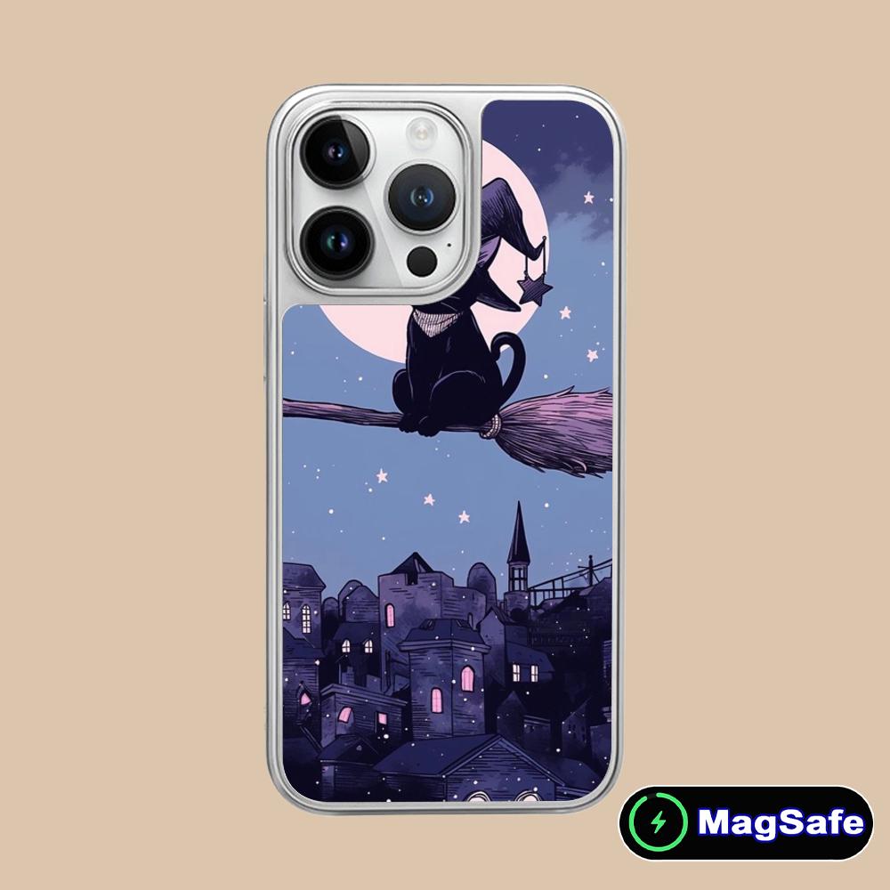 Luna Mond Katze Handyhülle für iPhone 17 16 15 14 13 12 11 Air Pro Max Plus Magsafe Silberbeschichtung Bunte Hülle Luxus