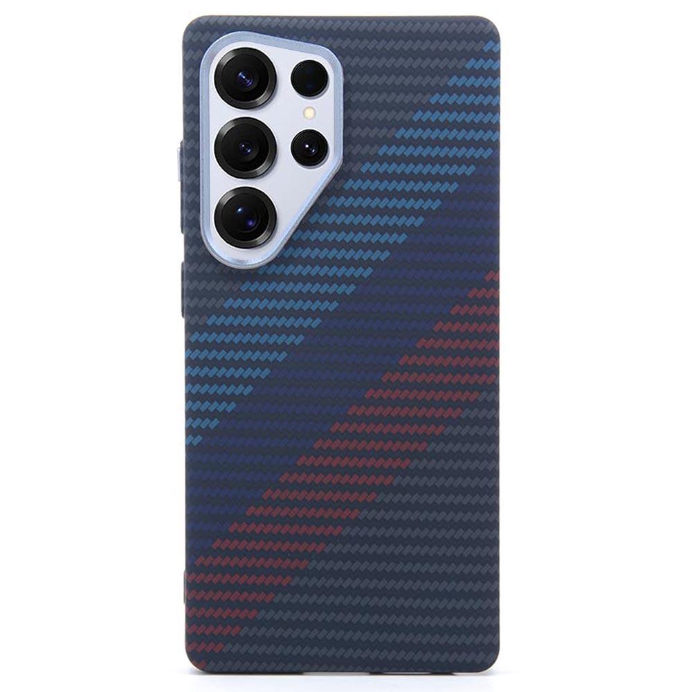 For Samsung Galaxy S25 Ultra Magnetic Case Carbon Fiber Texture Water Transfer PC Phone Cover
