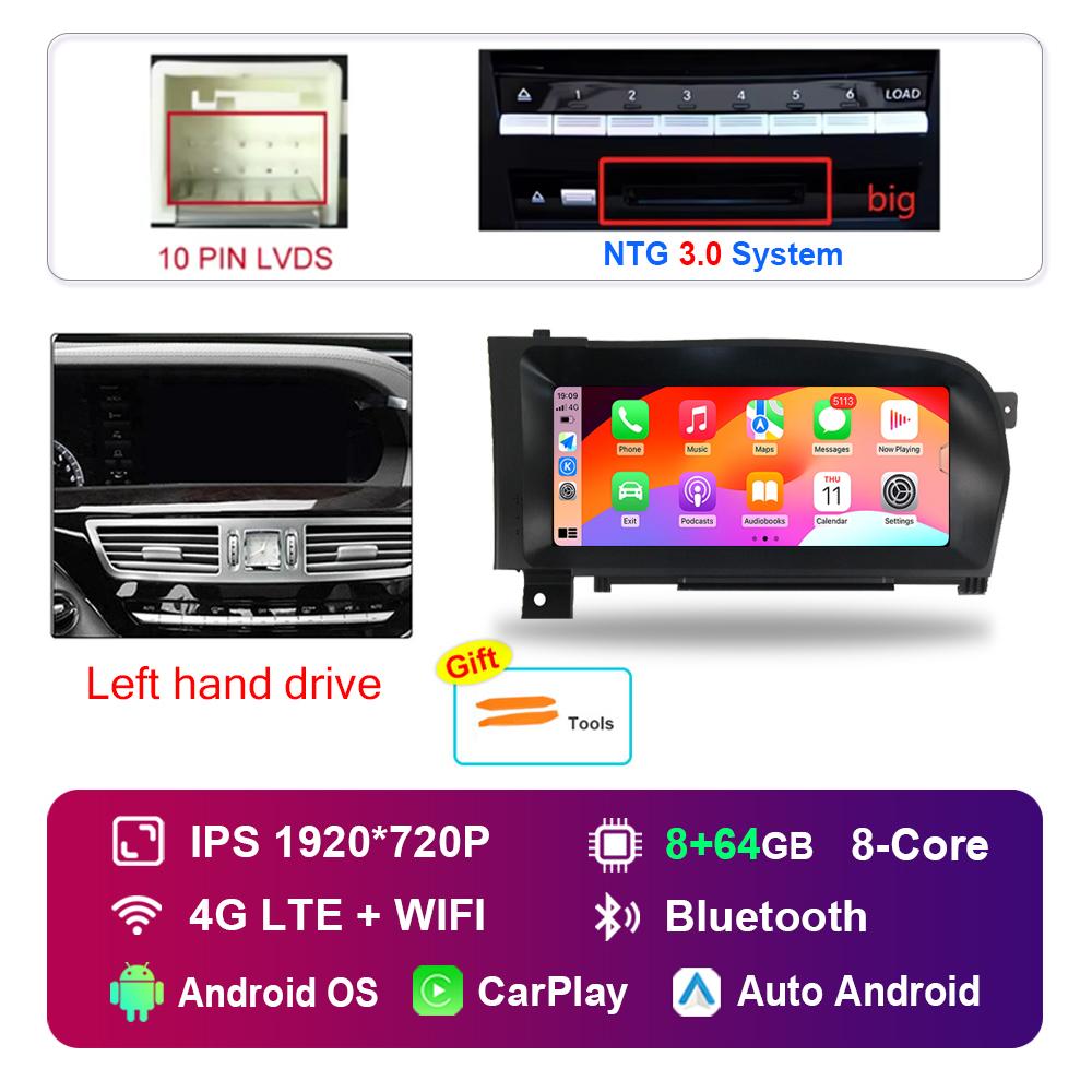 10.25 Inch for Benz S W221 W216 2005 - 2013 NTG 3.0 3.5 System Android Car Radio Multimedia Player DSP Stereo 4G WiFi GPS