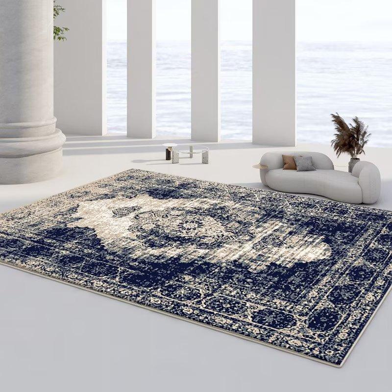 Persian Ethnic Style Carpet, Living Room Sand Coffee Table Floor Mat, Bedroom Bedside Crystal Velvet Carpet