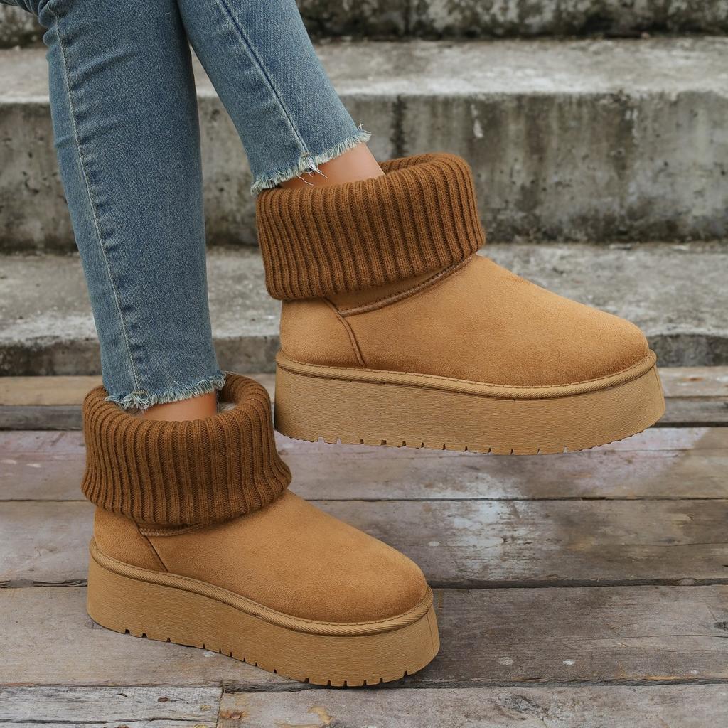 Fleece thickened snow boots women's short boots New comfortable and warm cotton shoes for the winter of 2025 for women