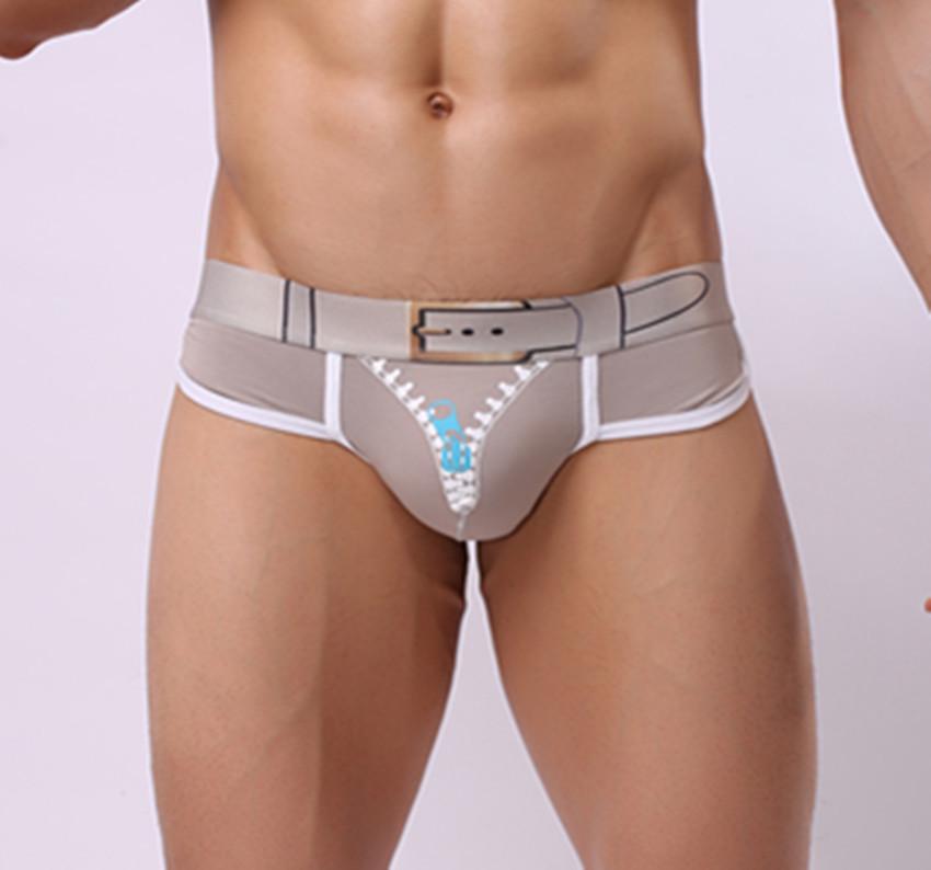 

Мужские новые трусы-слипы на молнии из чистого хлопка с принтом Medium серый