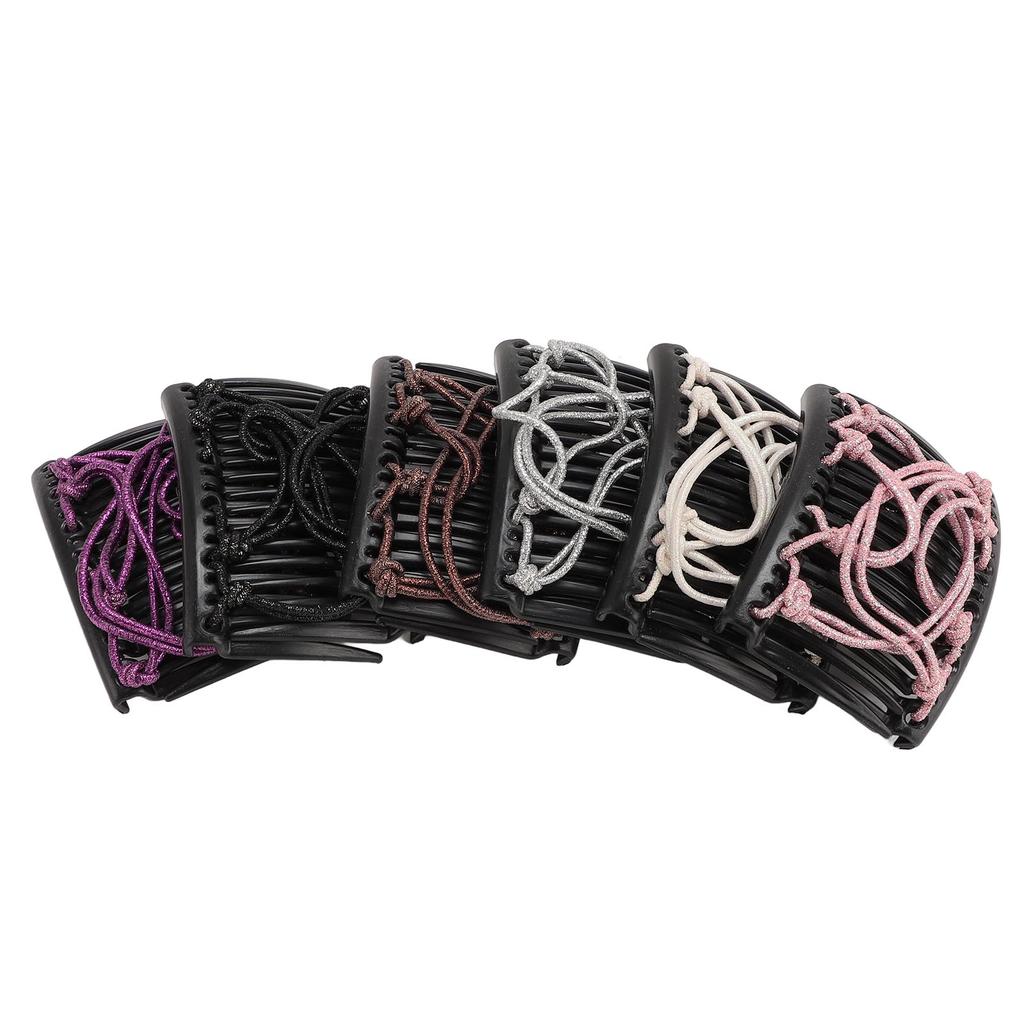 6 kusů Magické hřebeny do vlasů pro ženy Doplňky Pružný dvojitý hřeben Nastavitelné elastické sponky do vlasů