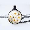 Collana con ciondolo cabochon in vetro a forma di fiore, gioielli con loto, pesca, rosa, girasole, tulipano