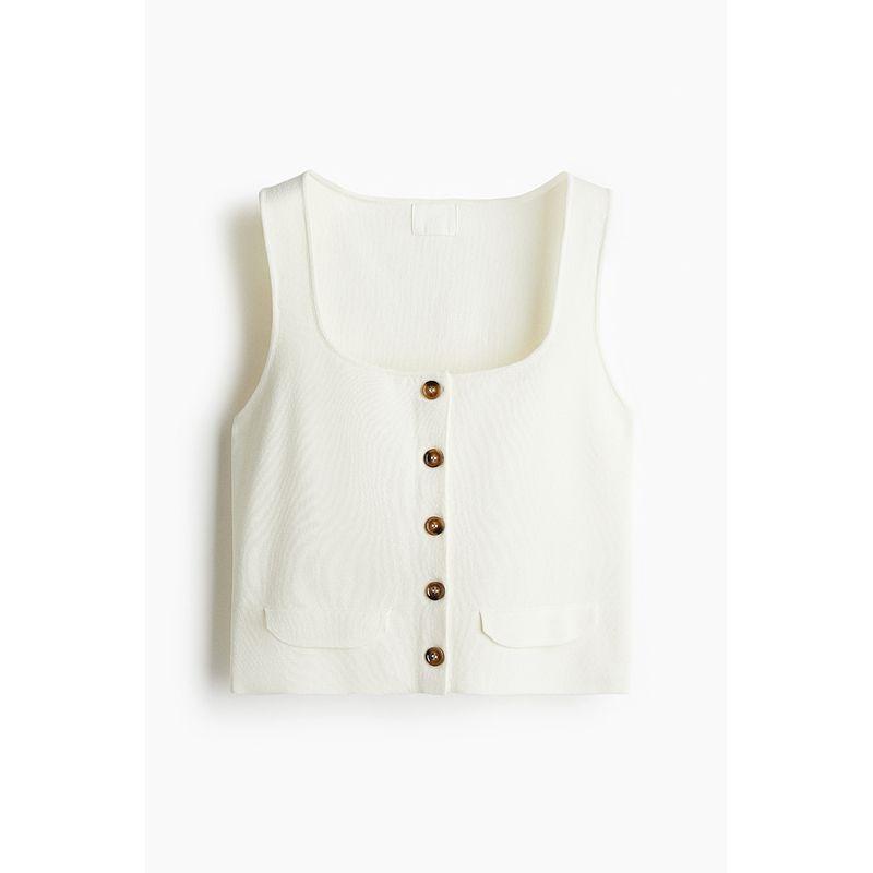 

HM Women s Clothing 2025 Summer New Arrival Knitting Vest 1291044 White 175/116(XL)