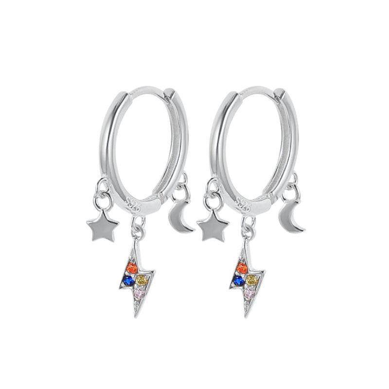 925 Silver Needle Vintage Gold Earrings for women Fashion Lightning Pendant Hoop Earrings Wedding High Luxury Jewelry